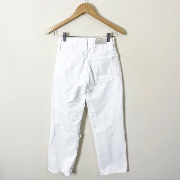 RE/DONE White Distressed 90's High Rise Loose Jeans in White With Rips Size 24 - Picture 3 of 10